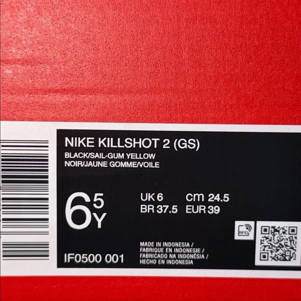 Nike Killshot 2 GS Black Sail White IF0500-001 Size 6.5Y